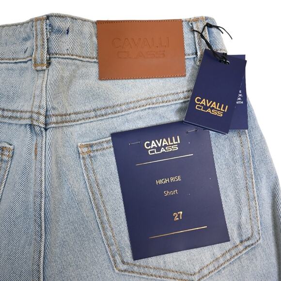 Cavalli Class Womens 27 Frayed Hem Denim Shorts NEW - Picture 5 of 11